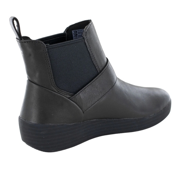 FITFLOP WOMENS SUPERBUCKLE CHELSEA BLACK LEATHER BOOTIES BNIB - Picture 2 of 7